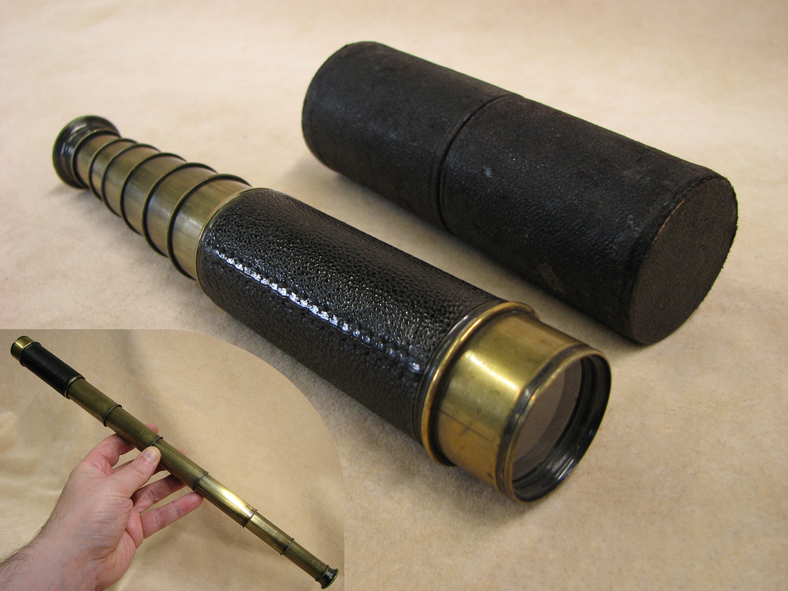 Negretti & Zambra early 20th century 6 draw pocket telescope in case